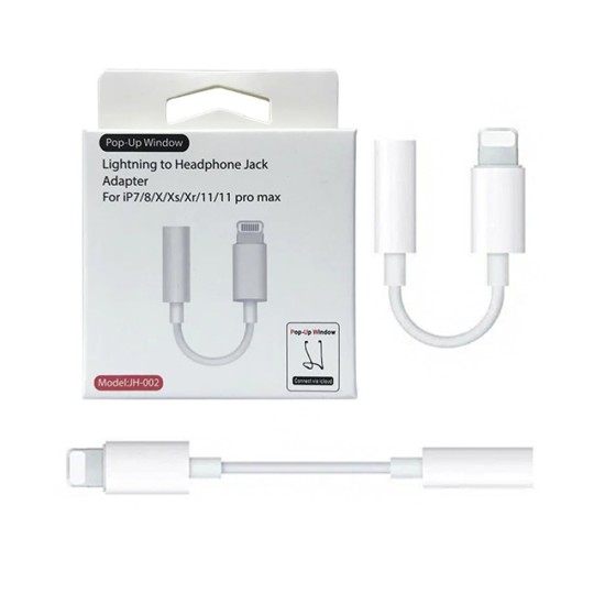 8 Pin Lightning to 3.5mm Headphone Jack Adaptor JH-002 for iPhone 7/8/X/Xs/Xr/11/11 Pro Max/12/12 Pro/13/13 Pro Max White